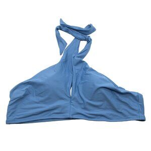 Aerie Womens Blue Halter Bikini Swim Top Keyhole Removable Cups XXL